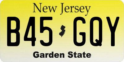 NJ license plate B45GQY