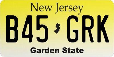 NJ license plate B45GRK