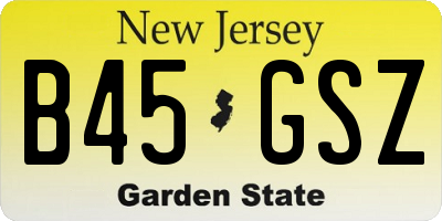 NJ license plate B45GSZ