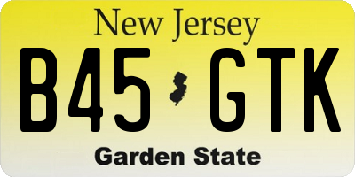 NJ license plate B45GTK