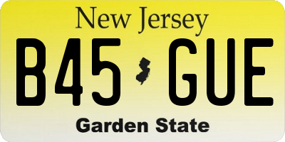 NJ license plate B45GUE