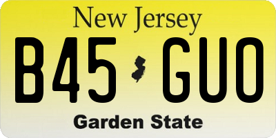 NJ license plate B45GUO