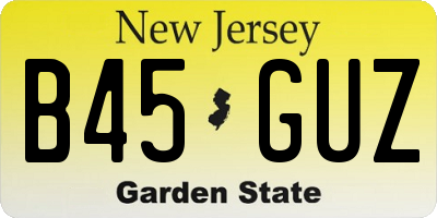 NJ license plate B45GUZ