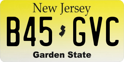 NJ license plate B45GVC