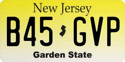 NJ license plate B45GVP