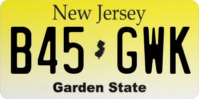 NJ license plate B45GWK