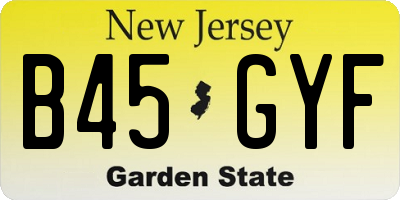 NJ license plate B45GYF