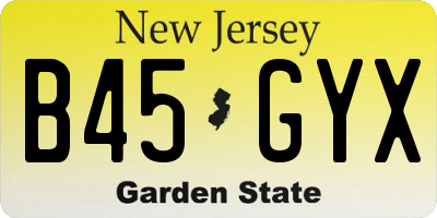 NJ license plate B45GYX