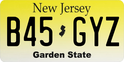 NJ license plate B45GYZ