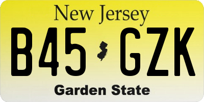 NJ license plate B45GZK