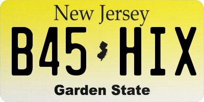 NJ license plate B45HIX