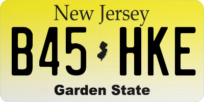 NJ license plate B45HKE