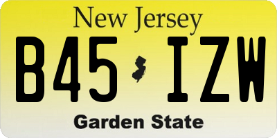 NJ license plate B45IZW