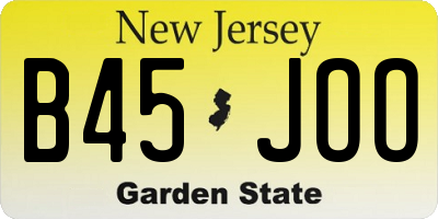 NJ license plate B45JOO