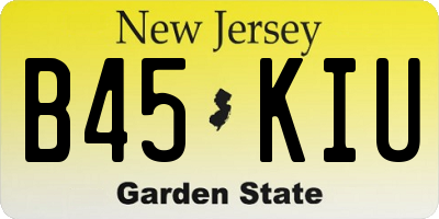 NJ license plate B45KIU