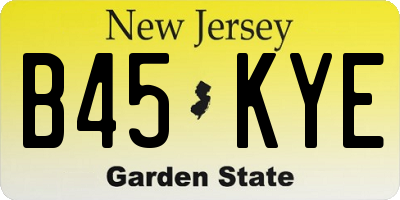 NJ license plate B45KYE