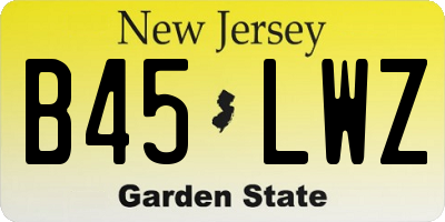 NJ license plate B45LWZ
