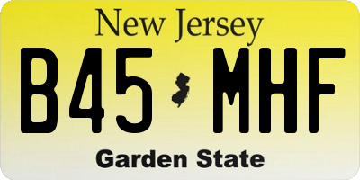 NJ license plate B45MHF