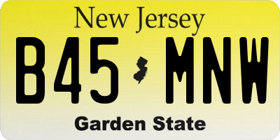 NJ license plate B45MNW