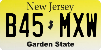 NJ license plate B45MXW