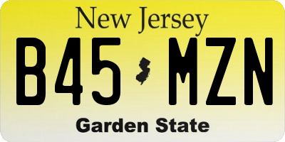 NJ license plate B45MZN