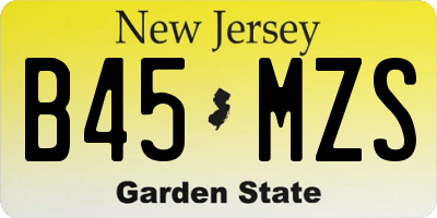 NJ license plate B45MZS