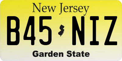 NJ license plate B45NIZ