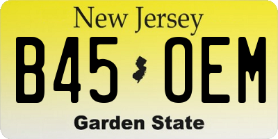 NJ license plate B45OEM