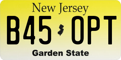 NJ license plate B45OPT