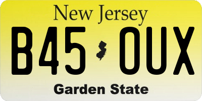 NJ license plate B45OUX
