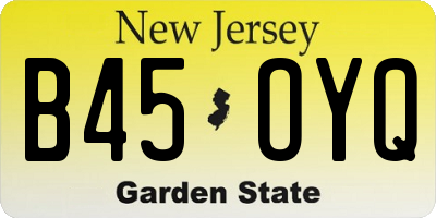 NJ license plate B45OYQ