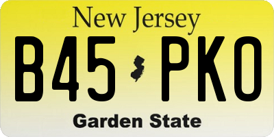 NJ license plate B45PKO
