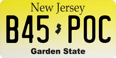 NJ license plate B45POC