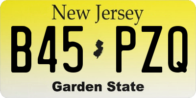 NJ license plate B45PZQ