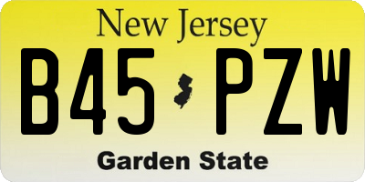 NJ license plate B45PZW