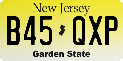 NJ license plate B45QXP