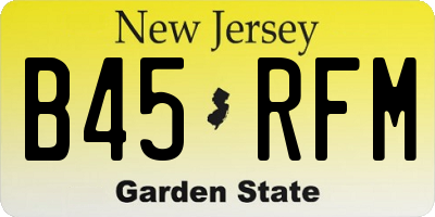 NJ license plate B45RFM