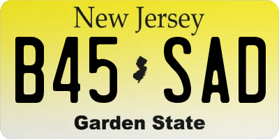NJ license plate B45SAD