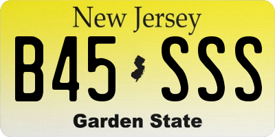NJ license plate B45SSS