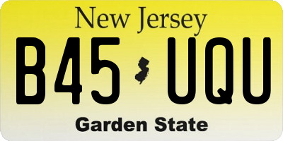 NJ license plate B45UQU