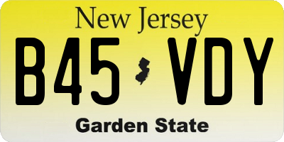 NJ license plate B45VDY