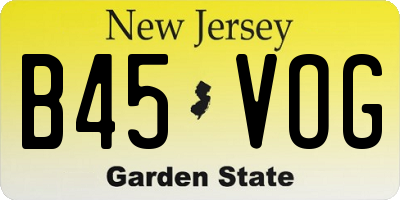 NJ license plate B45VOG