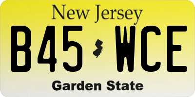 NJ license plate B45WCE