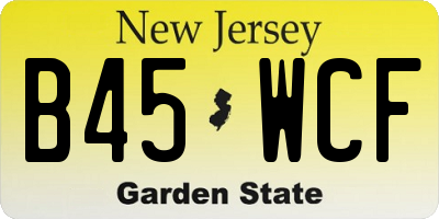NJ license plate B45WCF