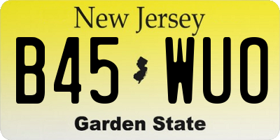 NJ license plate B45WUO