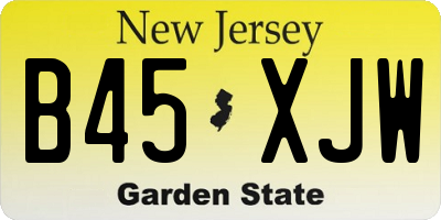 NJ license plate B45XJW