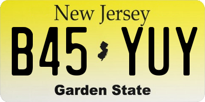 NJ license plate B45YUY