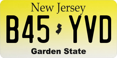 NJ license plate B45YVD