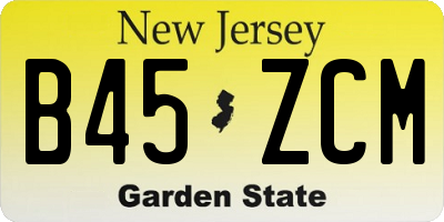 NJ license plate B45ZCM
