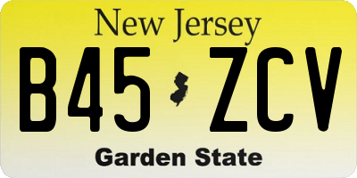 NJ license plate B45ZCV